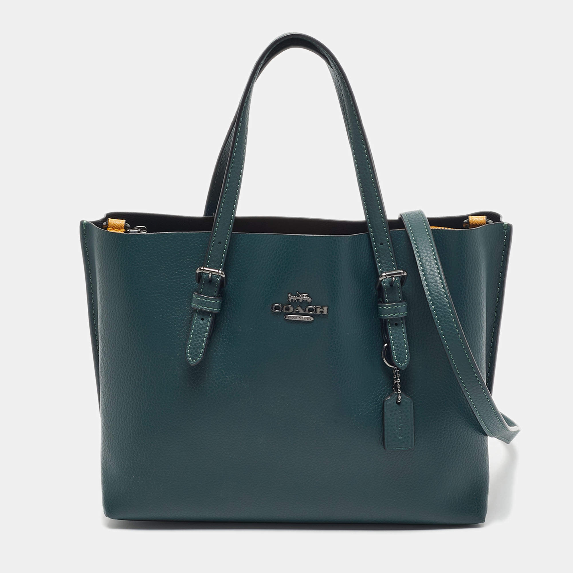 Pre Owned Coach Dark Green Leather Mollie 25 Tote