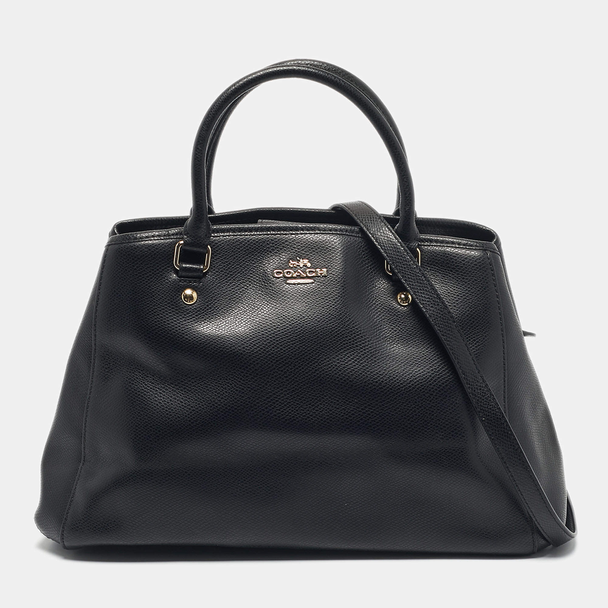 Pre Owned Coach Black Leather Margot Carryall Satchel