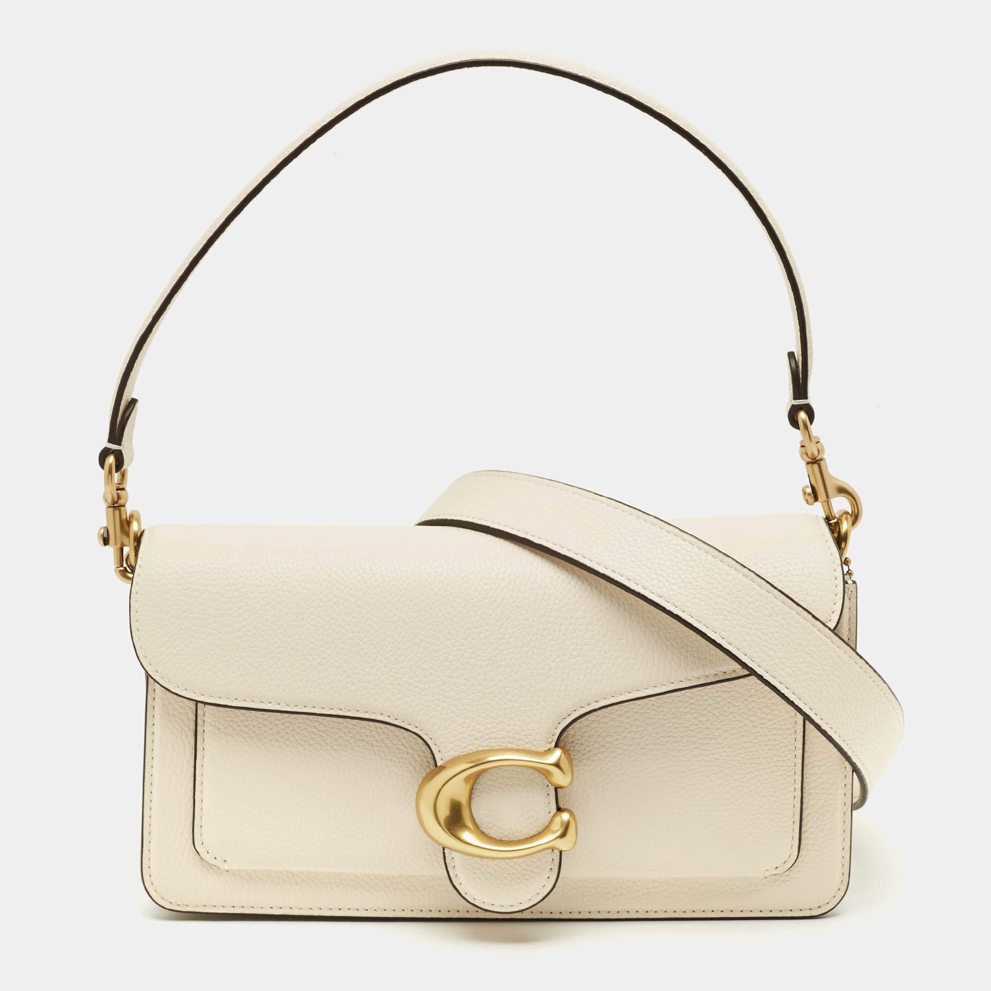 Pre Owned Coach White Pebbled Leather Tabby 26 Shoulder Bag