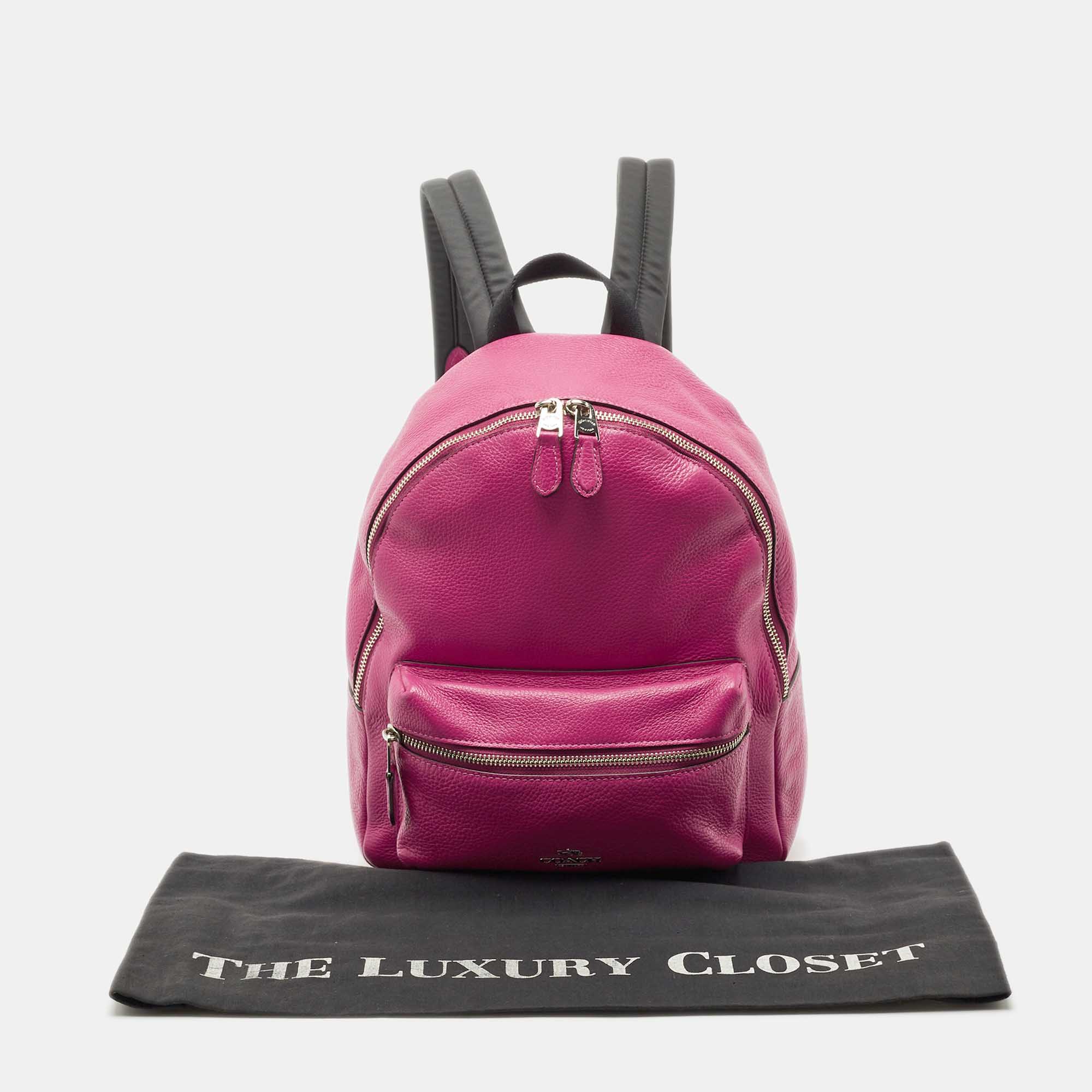 Coach Charlie Backpack Pink Coach Pink/Black Leather And Nylon