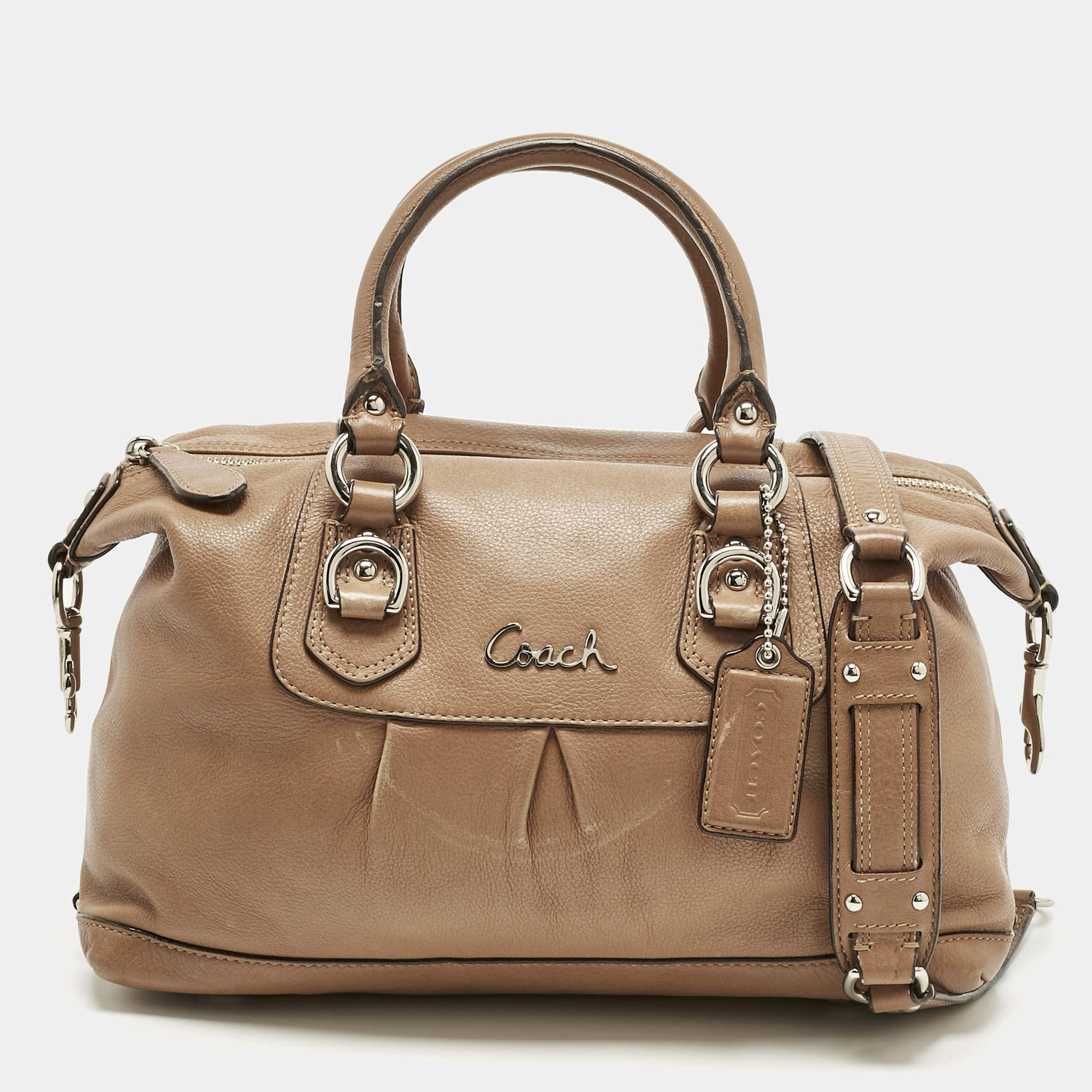 Pre Owned Coach Tan Leather Ashley Satchel