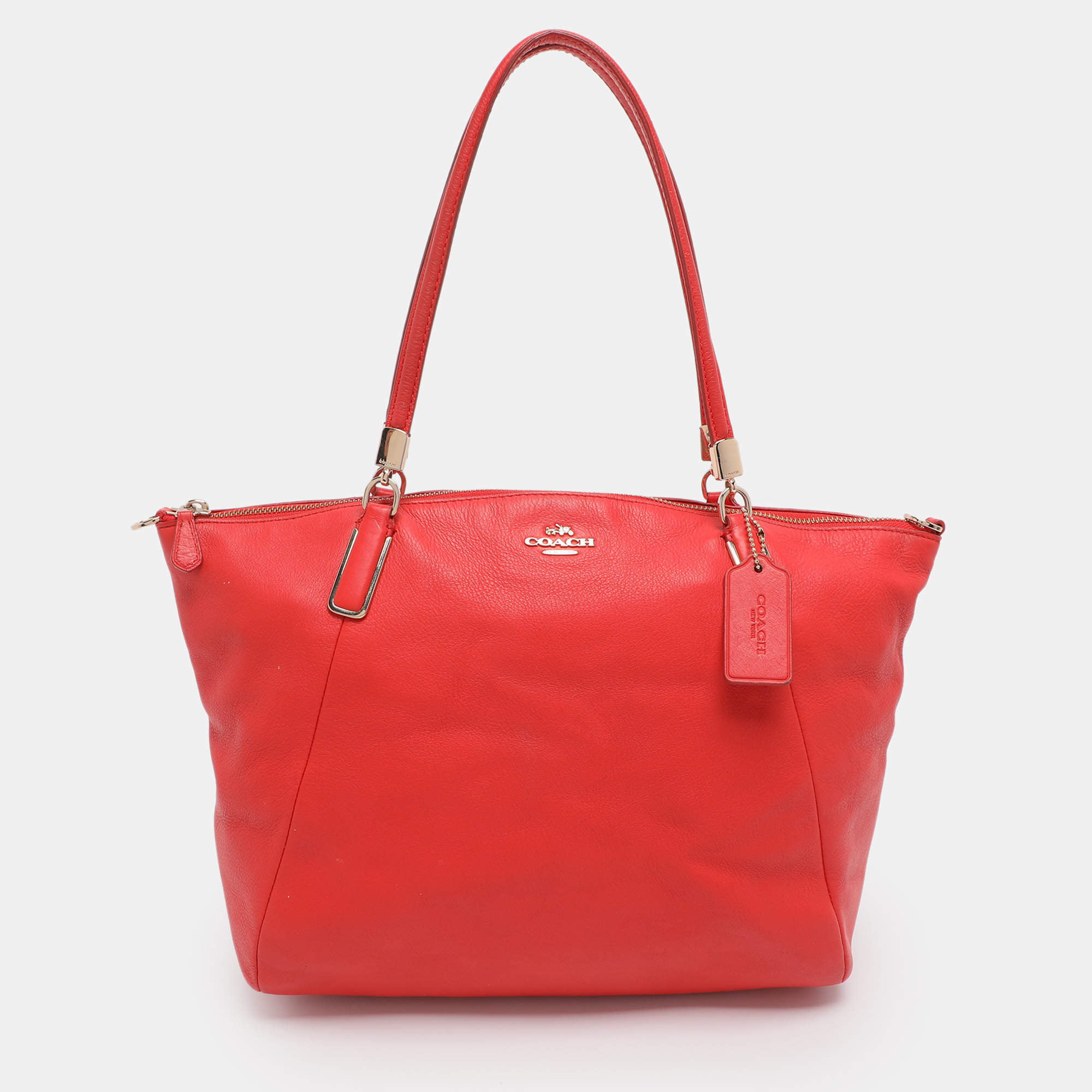 Pre Owned Coach Red Leather Kelsey Tote