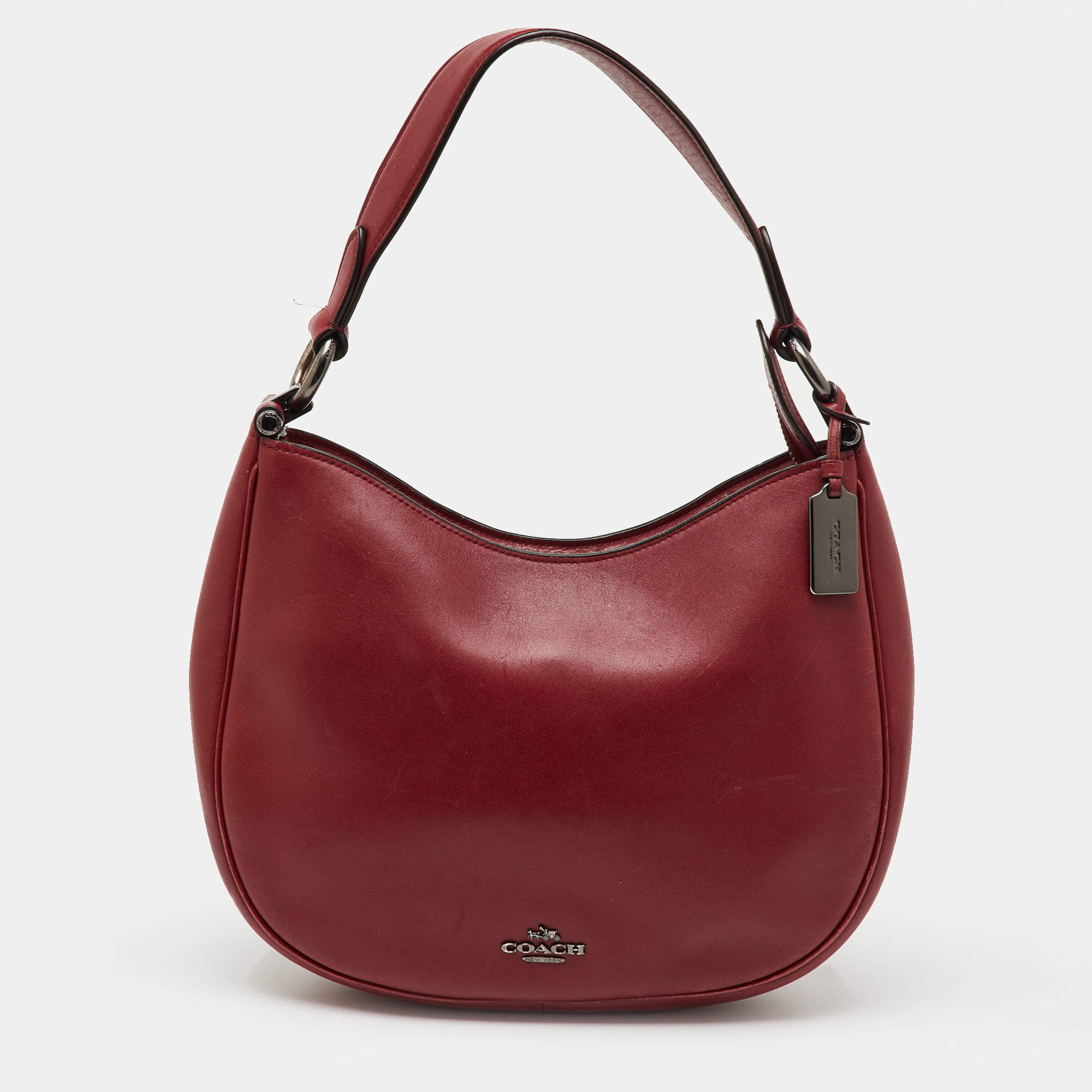 Pre Owned Coach Dark Red Leather Nomad Hobo