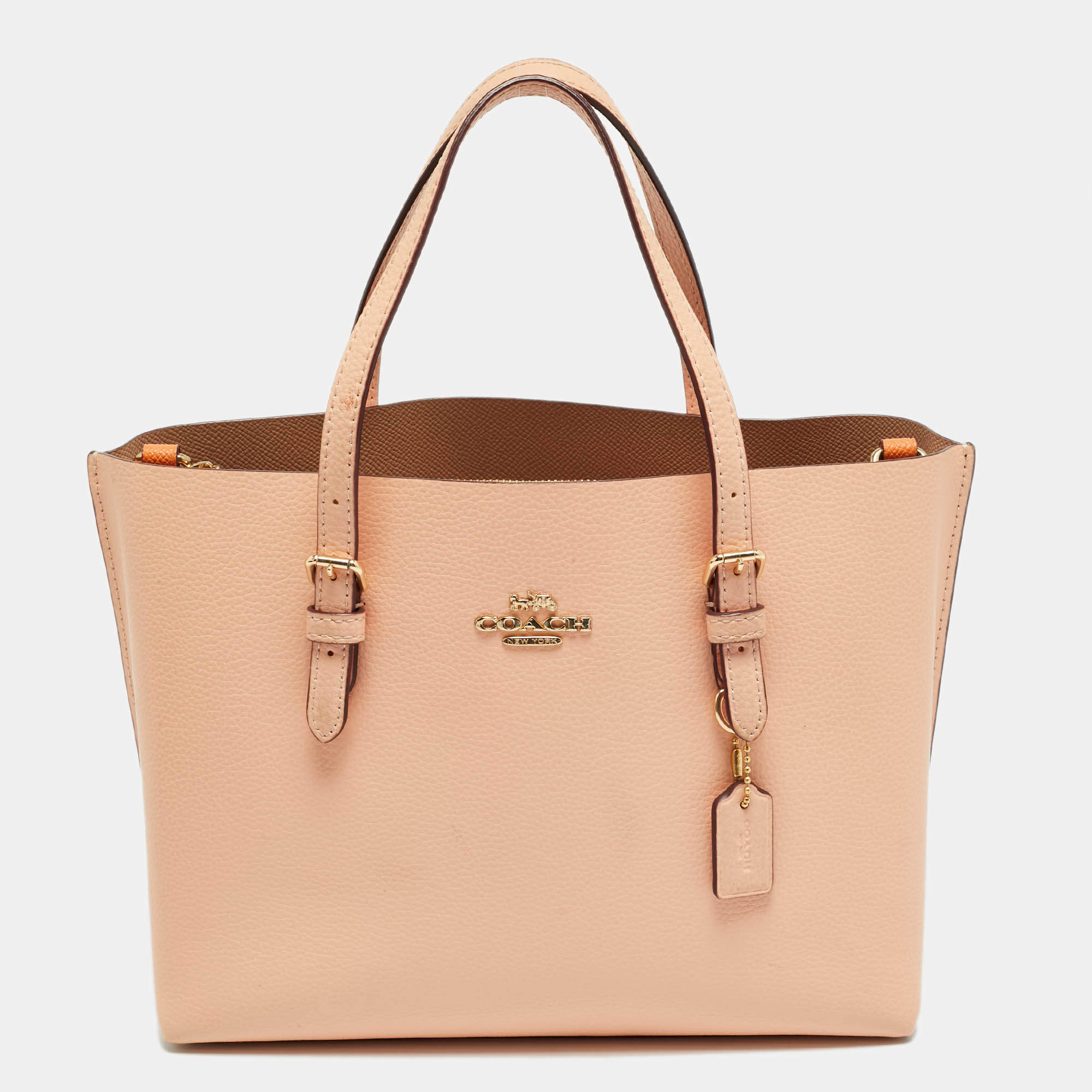 Pre Owned Coach Mollie 25 Orange Leather Tote