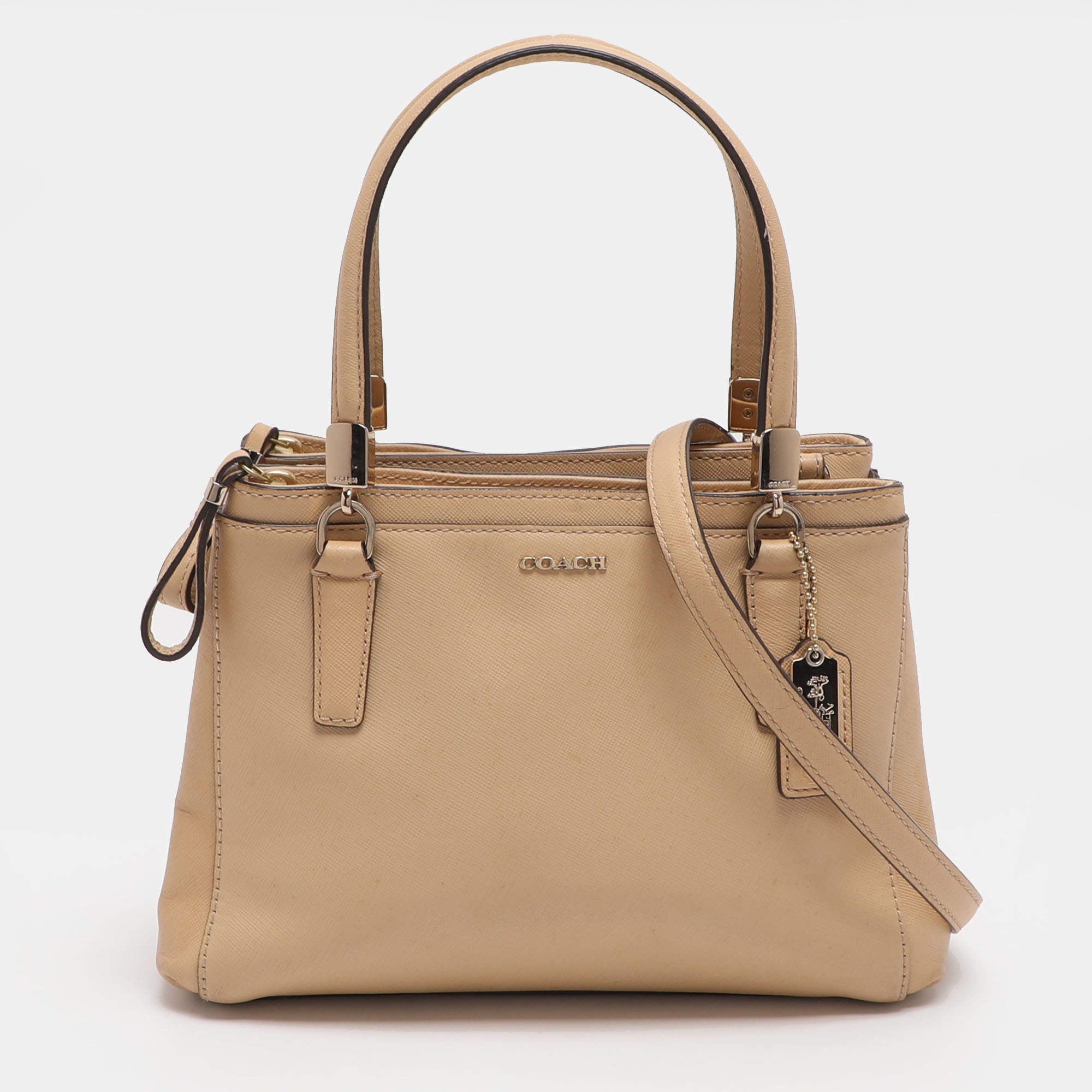 Pre Owned Coach Christie Mini Beige Leather Satchel