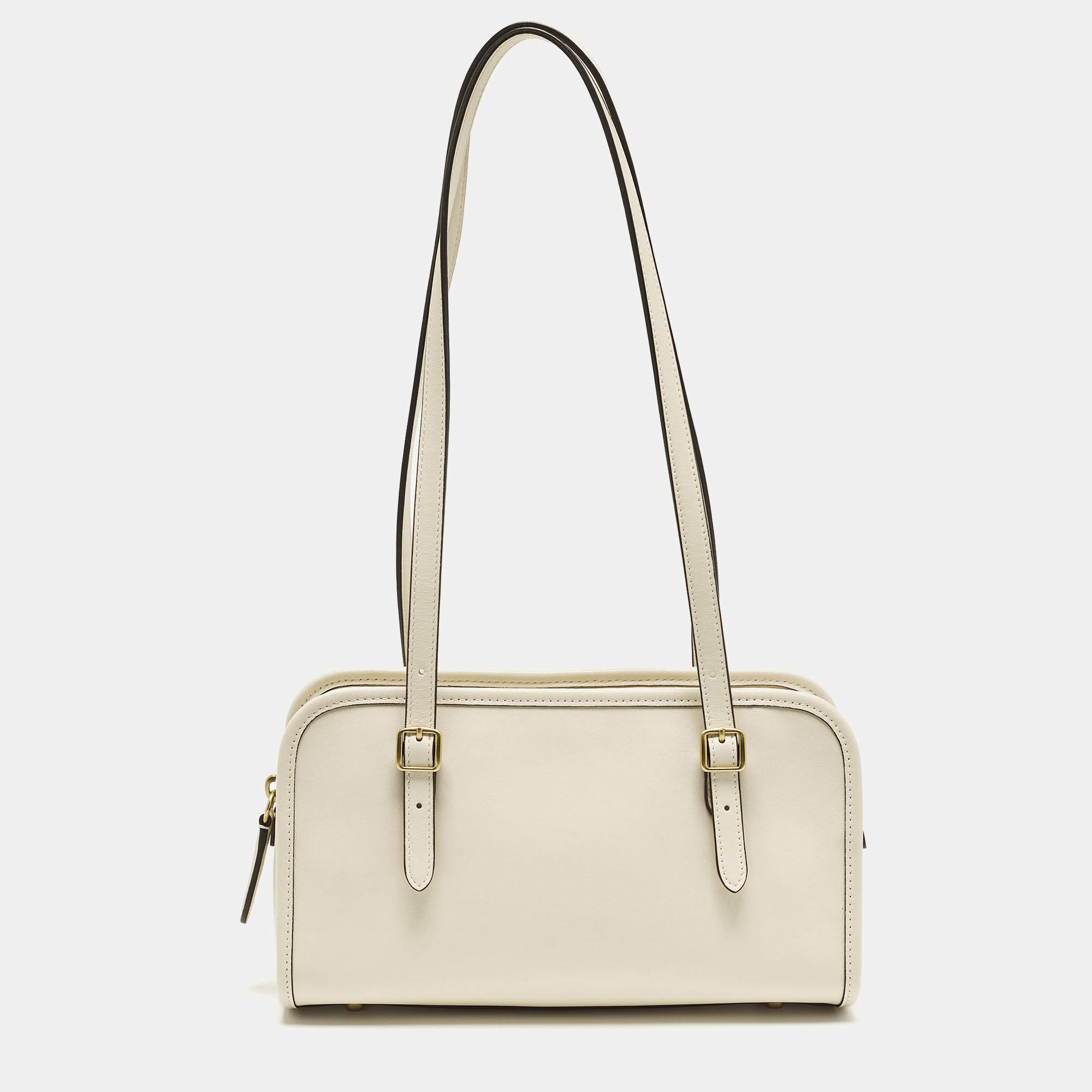 مملوكة مسبقًا حقيبة سونغ زيب كوتش مُرمَّمة جلد أبيض