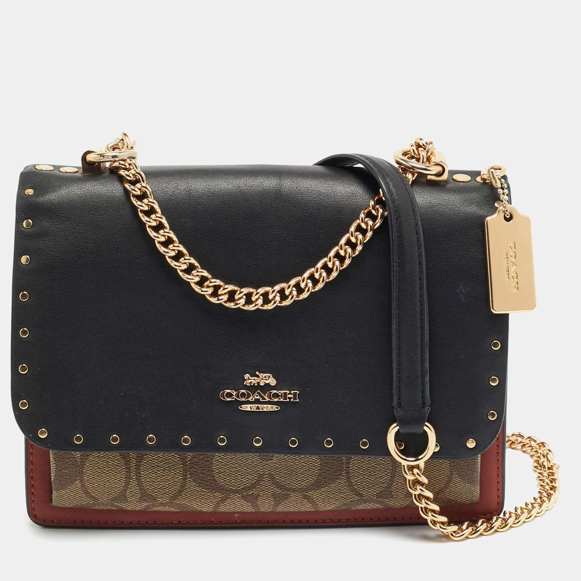 مملوكة مسبقًا Coach Klare Multicolor Signature Coated Canvas, Python Embossed and Leather Crossbody Bag
