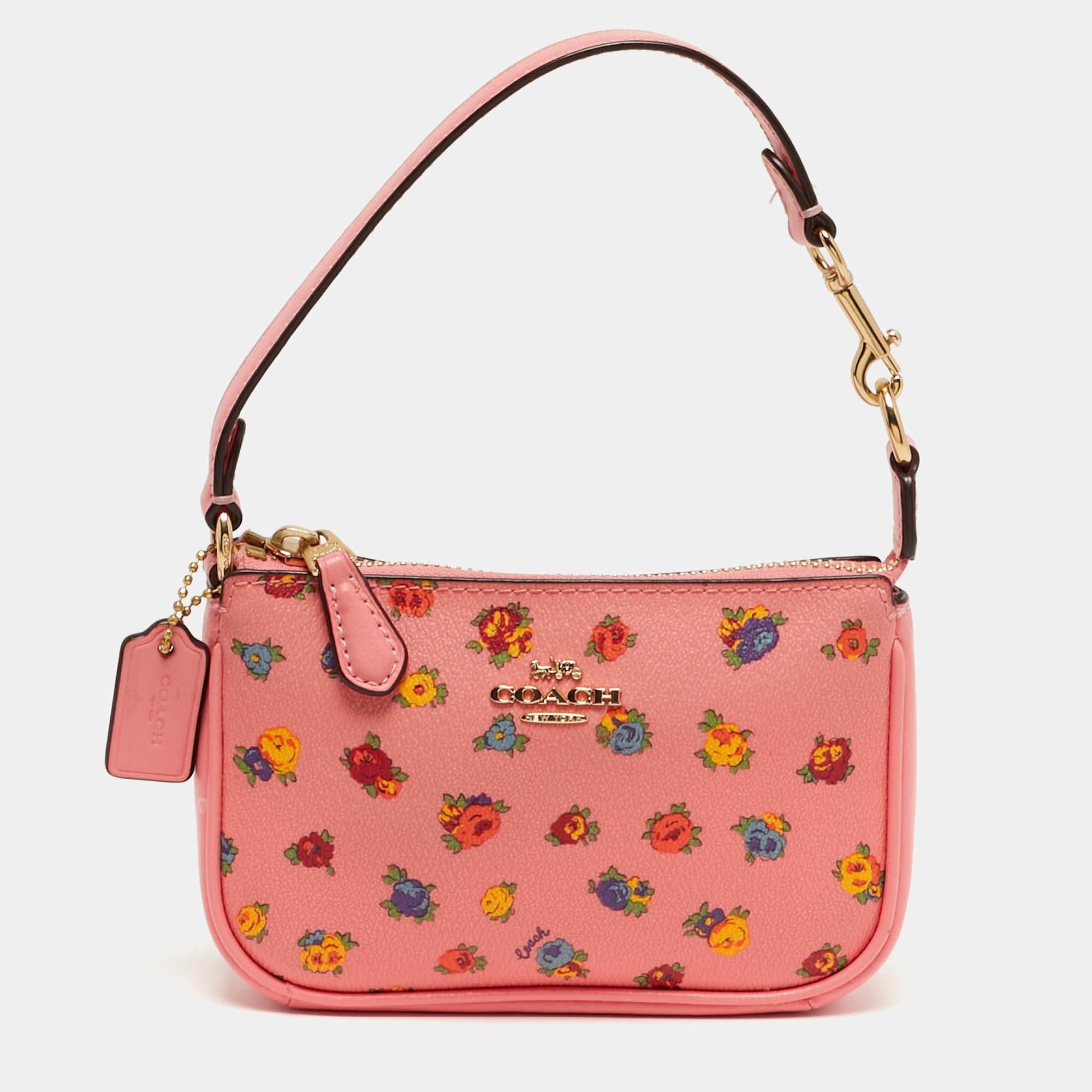 مملوكة مسبقًا Coach Nolita Mini Pink Leather Vintage Rose Print Shoulder Bag