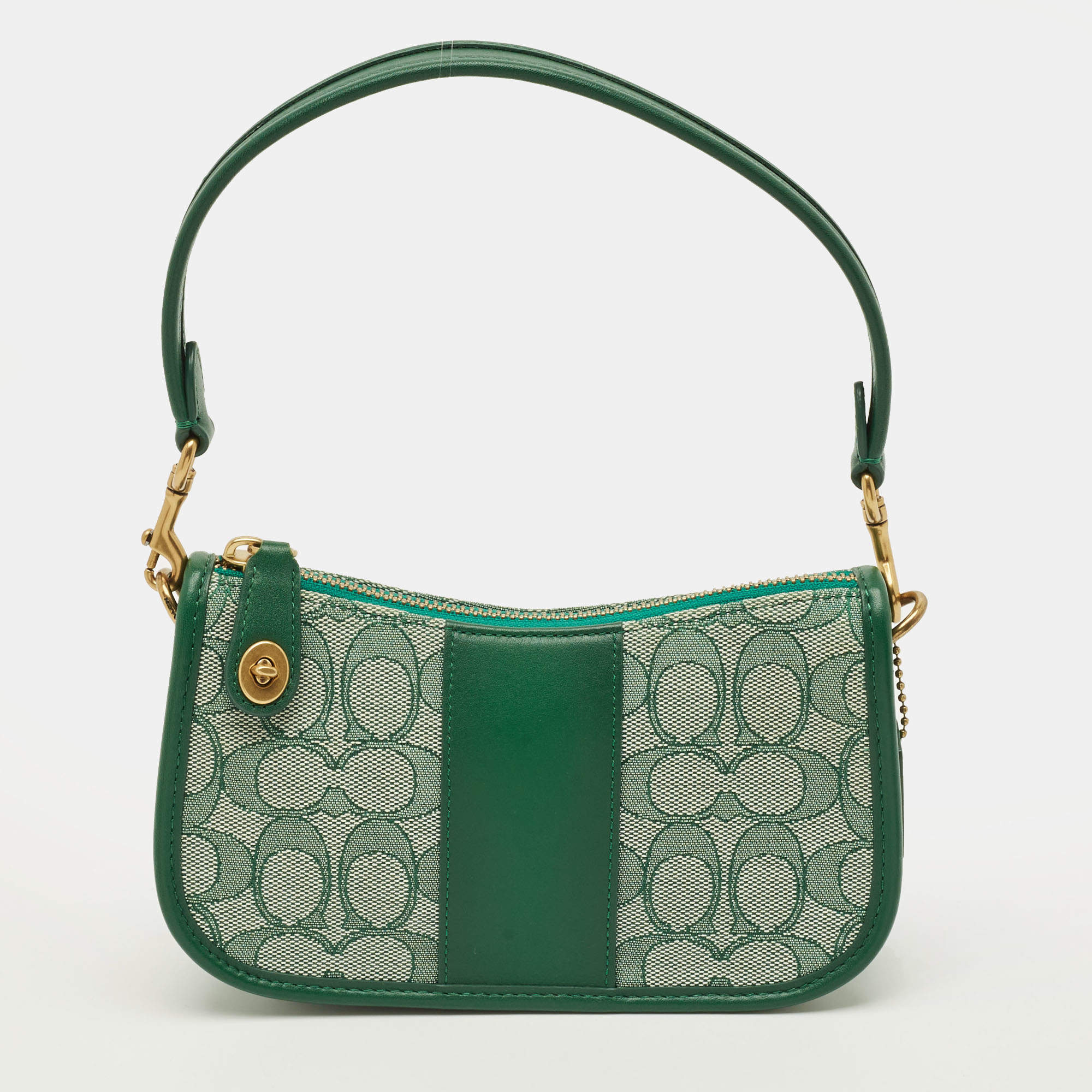 مملوكة مسبقًا Coach Swinger 20 Green Signature Canvas and Leather Bag