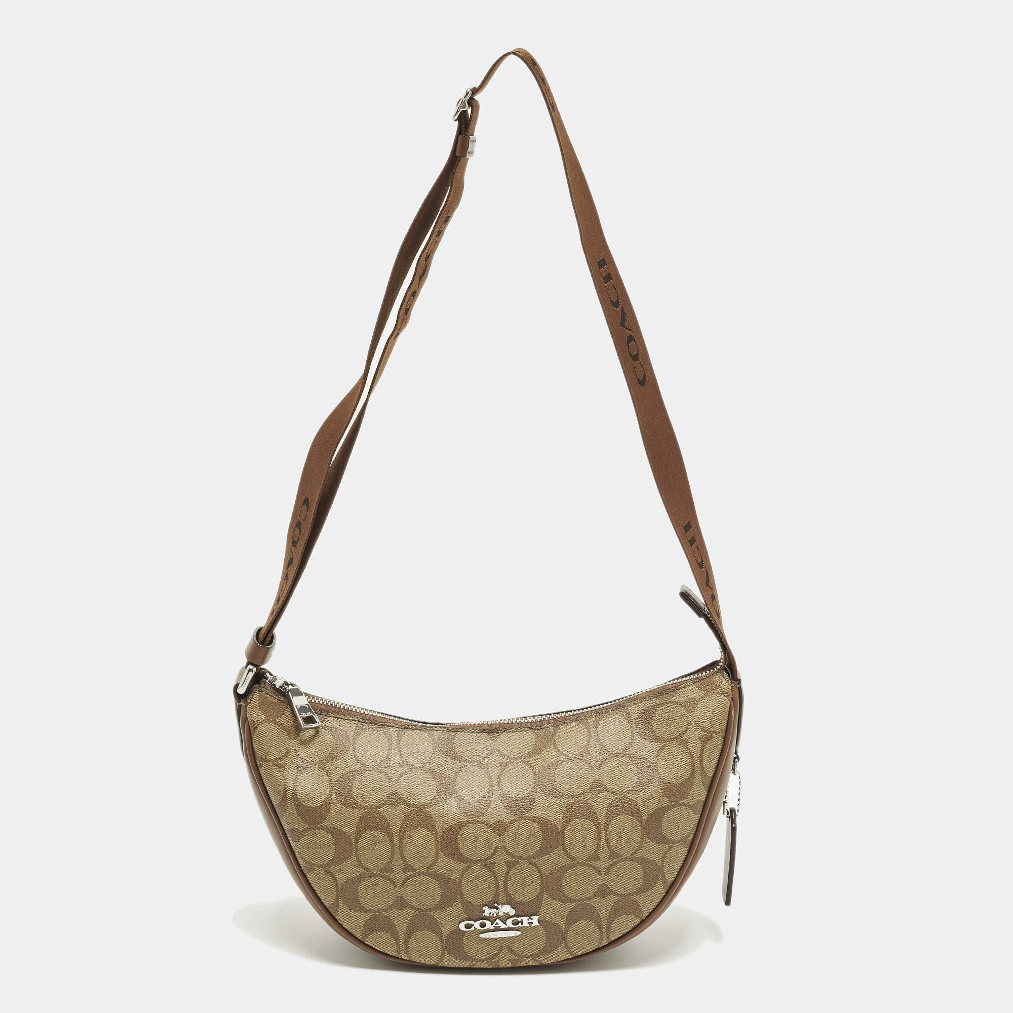 مملوكة مسبقًا Coach Pace Beige/Brown Signature Coated Canvas and Leather Crossbody Bag