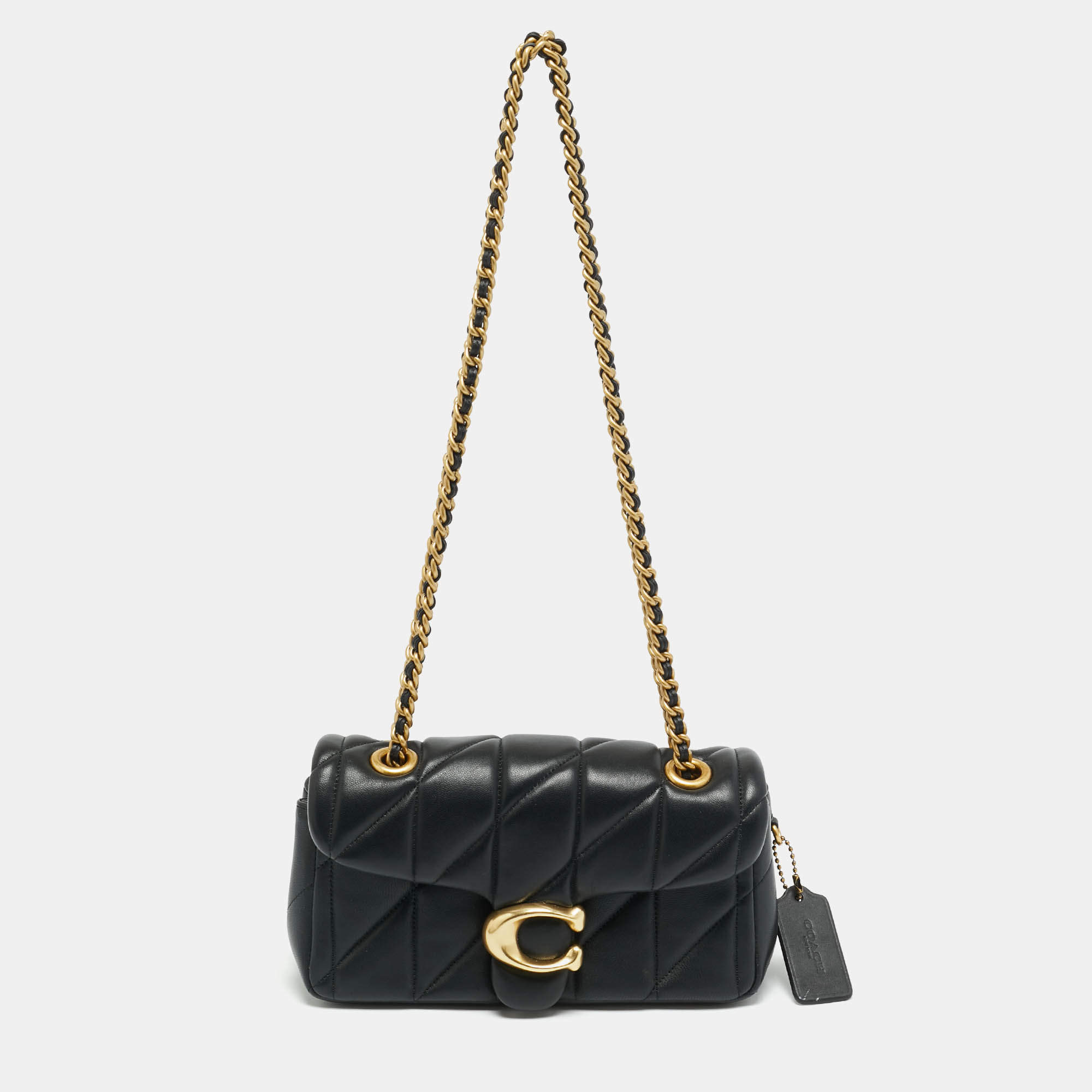 Pre Owned Coach Tabby 20 Black Pillow Quiltied Leather Shoulder Bag