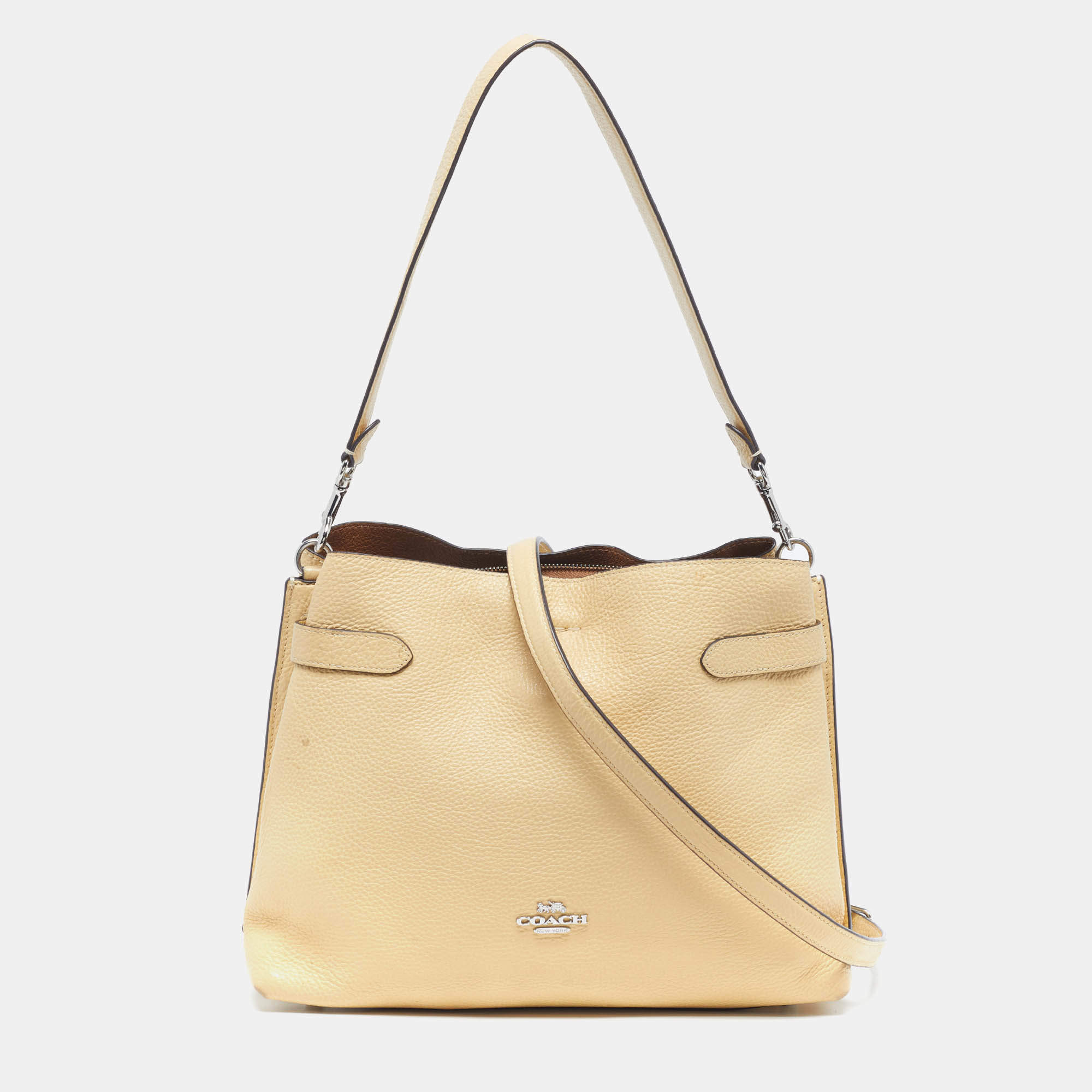 Pre Owned Coach Hanna Yellow Leather Shoulder Bag