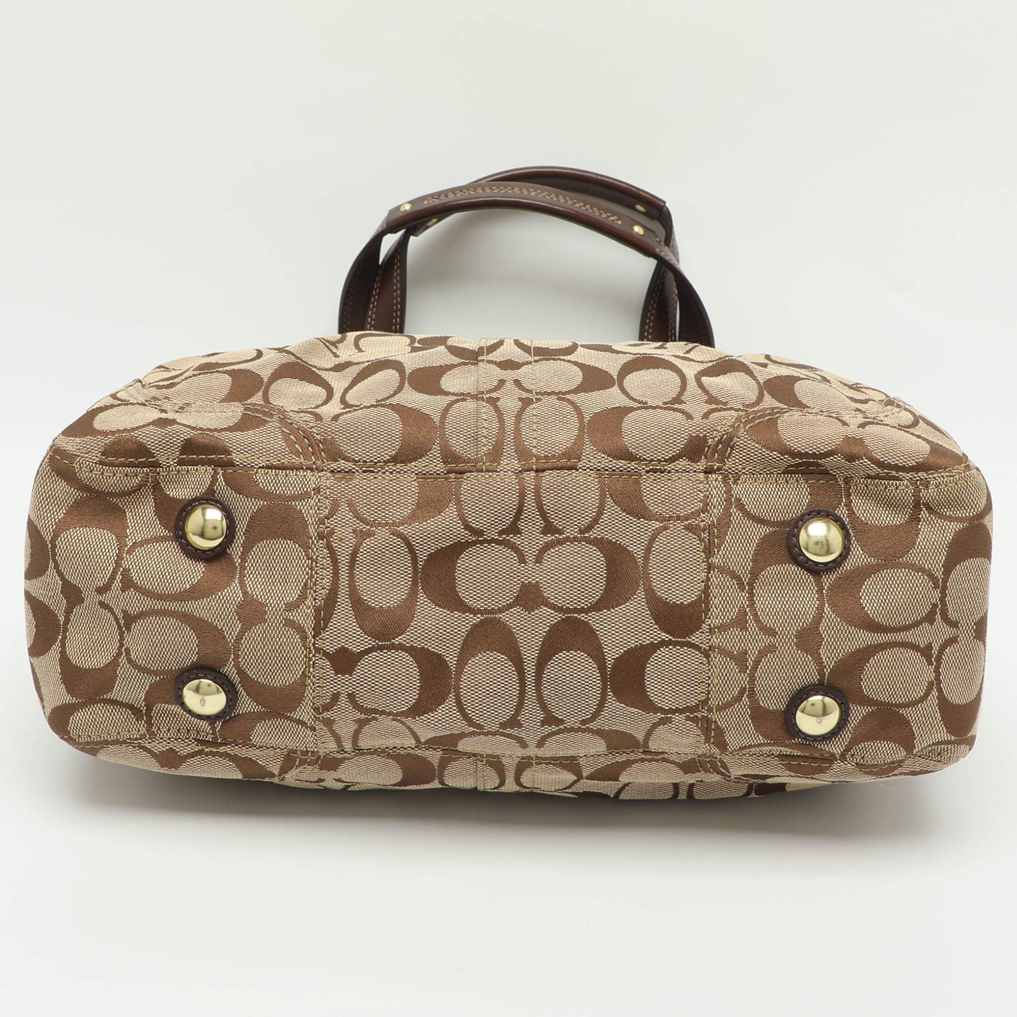 Coach Hampton Beige Signature Canvas and Leather Tote in Good Condition