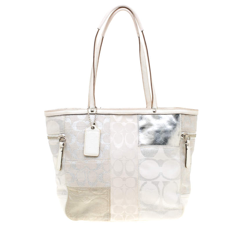 coach tote white