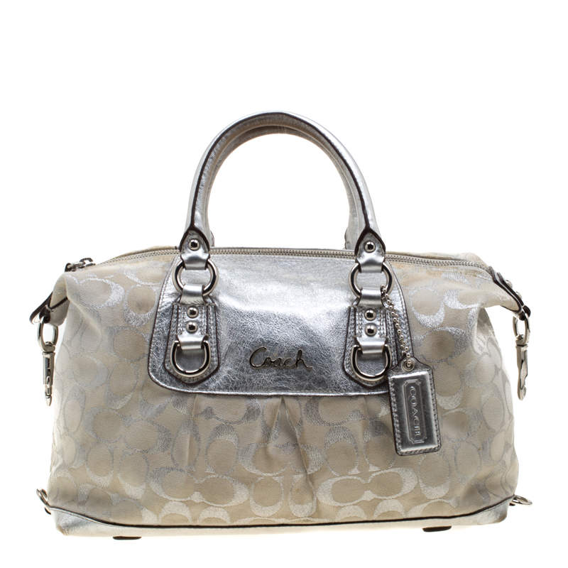 silver coach handbags