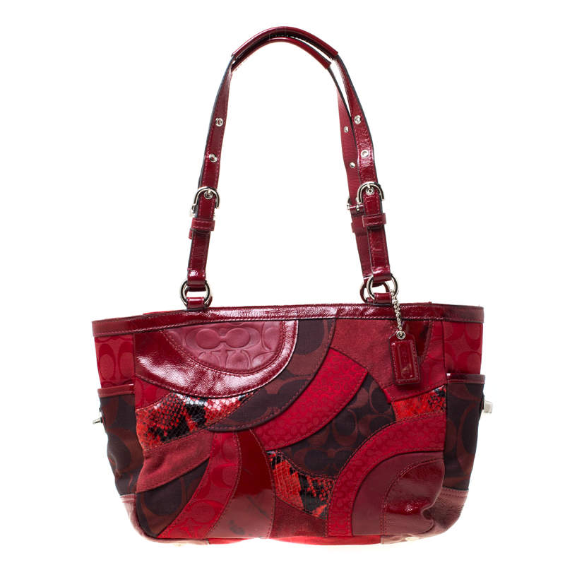 coach tote bag with red interior