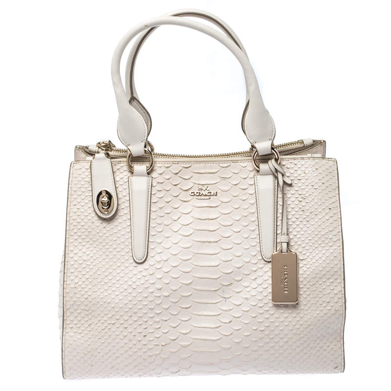 Coach Cream Python Embossed Leather Tote