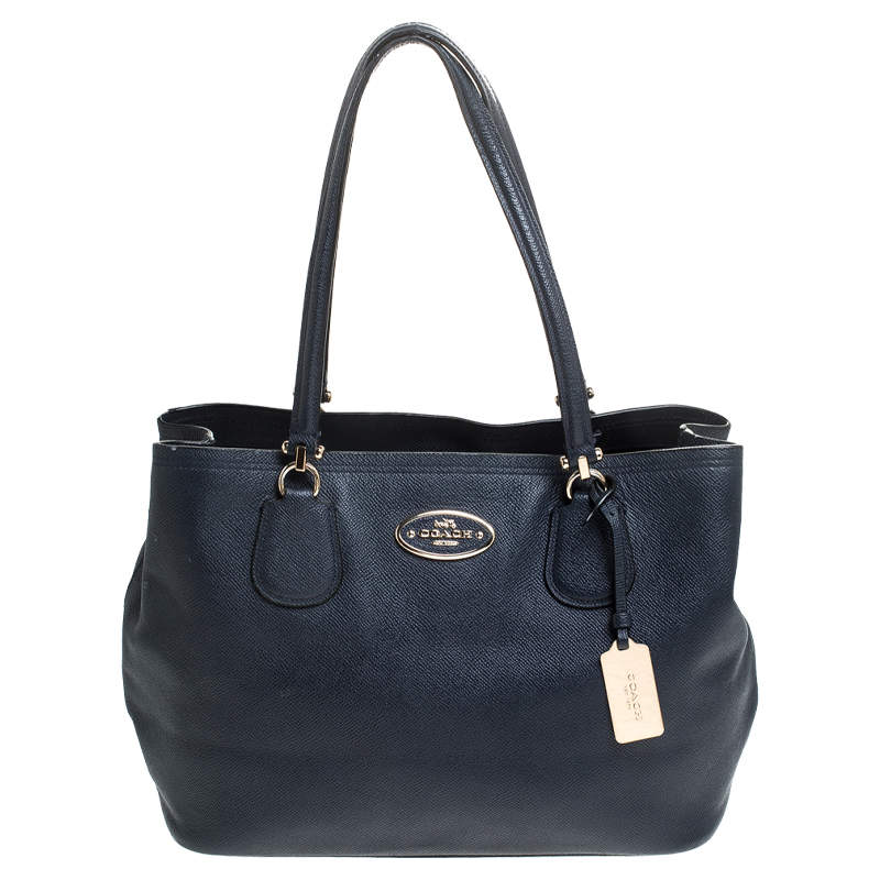 مملوكة مسبقًا Coach Navy Blue Leather Kitt Carryall Satchel