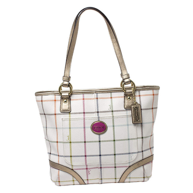 coach checkered tote