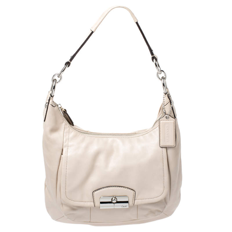 Pre Owned Coach Ivory Leather Kristin Hobo