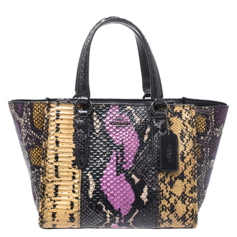Coach Multicolor Python Embossed Leather Tote