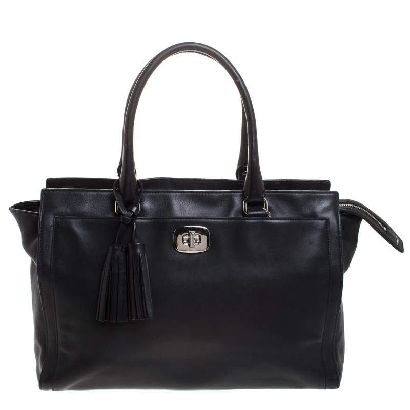 Pre Owned Coach Black Leather Chelsea Caryall Bag