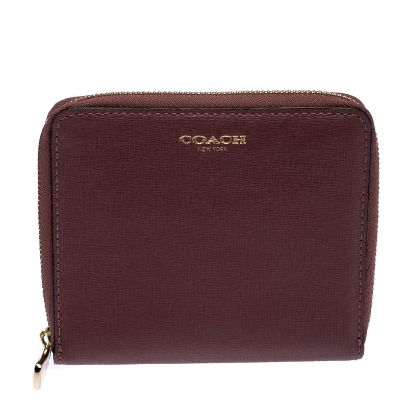 Coach Rose Pink Leather Small Zip Around Wallet