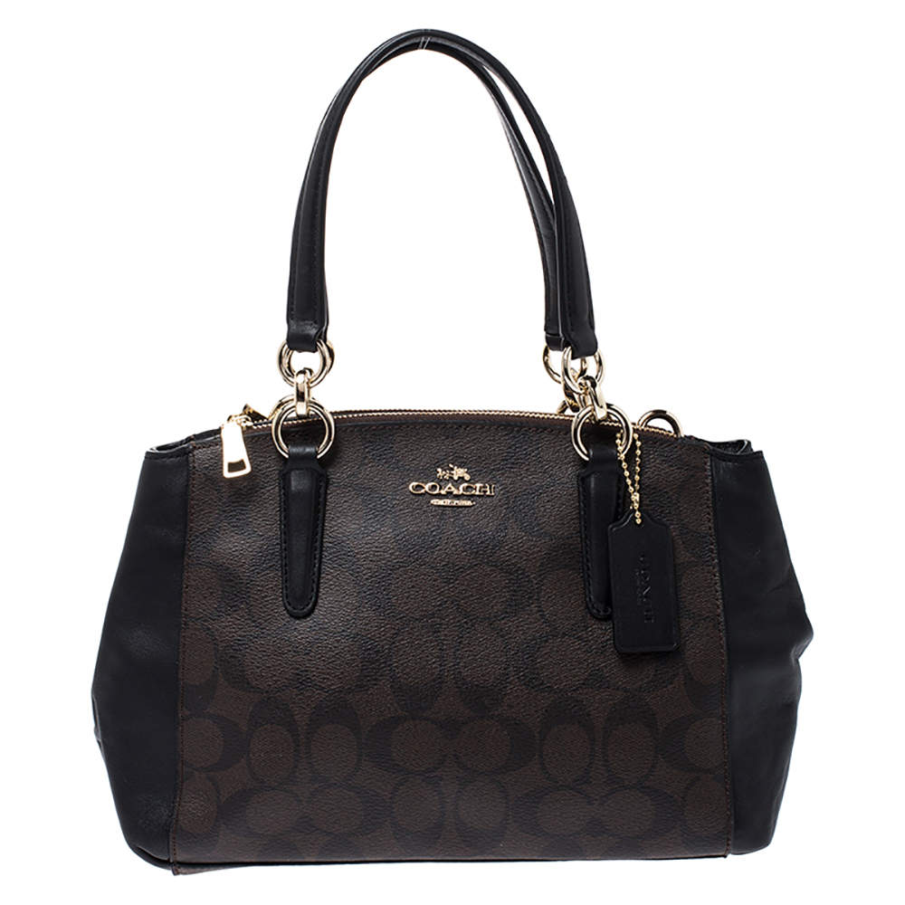 Coach Dark Brown Coated Canvas Mini Christie Carryall Satchel