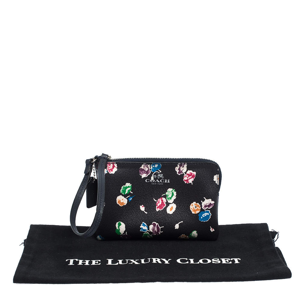 coach black floral purse