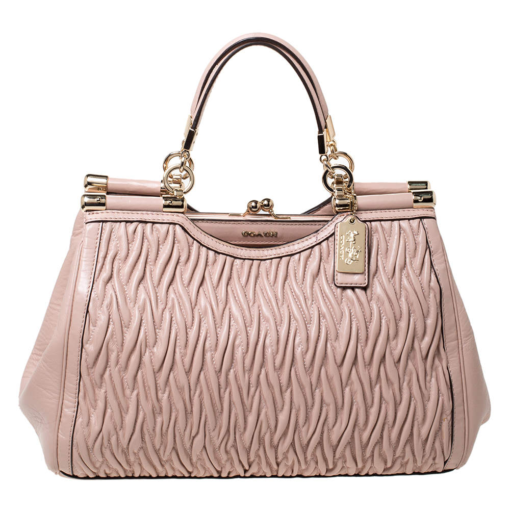 Coach Pink Leather Kisslock Frame Satchel Coach | TLC