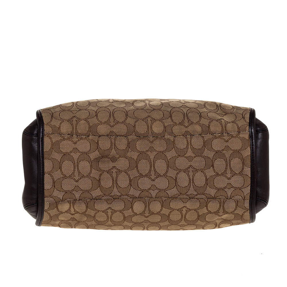 Pre Owned Coach Beige/Brown Canvas and Leather Edie Shoulder Bag
