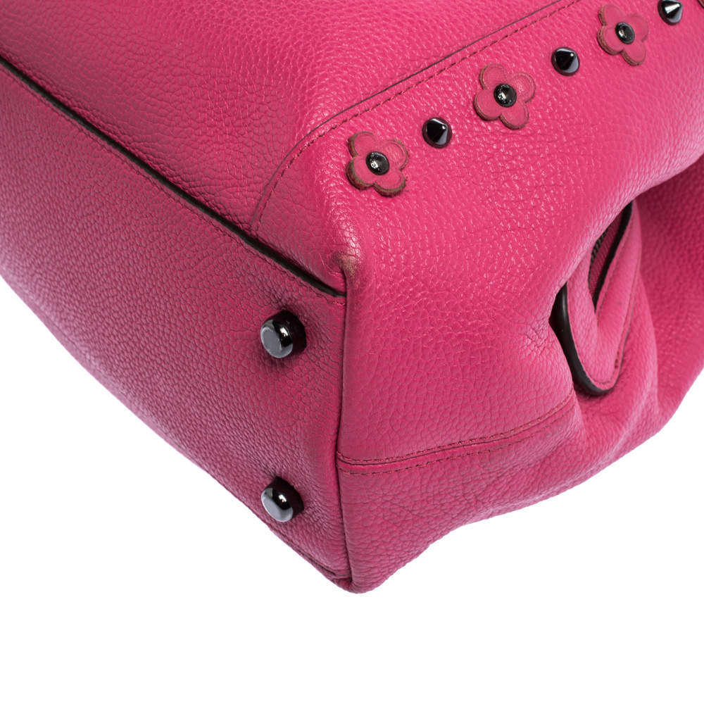 Pre Owned Coach Fuchsia Leather Edie Studded Shoulder Bag
