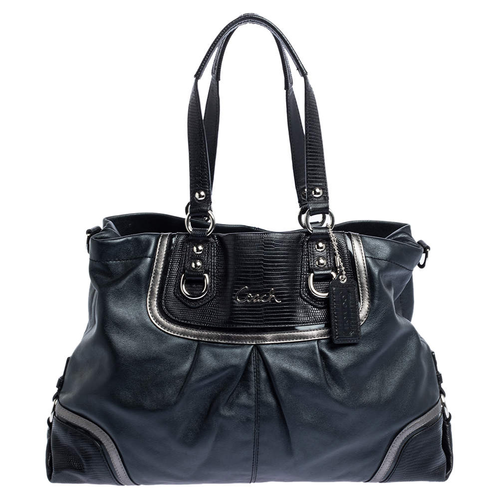 Pre Owned Coach Black Leather Ashley Satchel