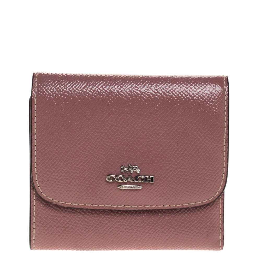 Coach Old Rose Patent Leather Trifold Wallet