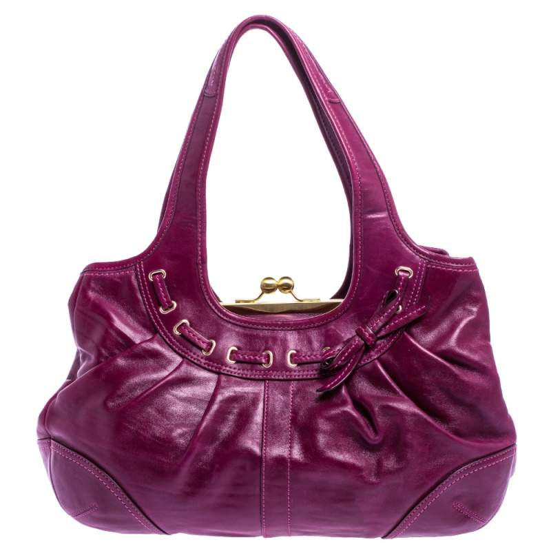 Coach Purple Leather Ergo Lace Frame Shoulder Bag Coach | The Luxury Closet