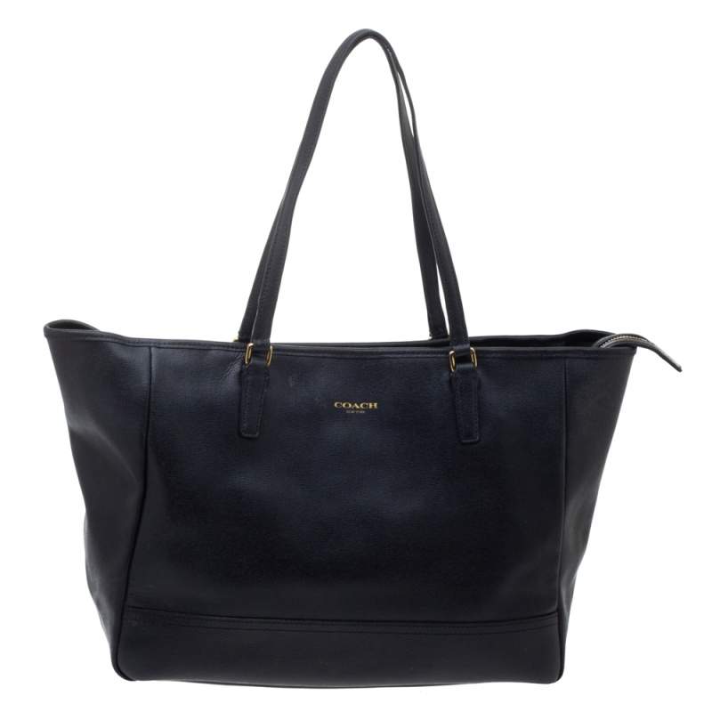 Pre Owned Coach Black Leather City Tote