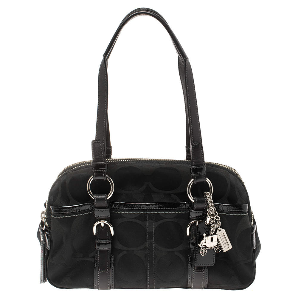 Coach Black Signature Canvas and Leather Soho Satchel Coach The