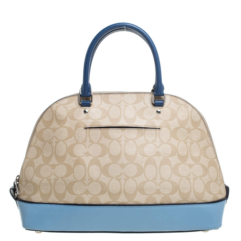 Coach Beige/Blue Signature Coated Canvas And Leather Sierra