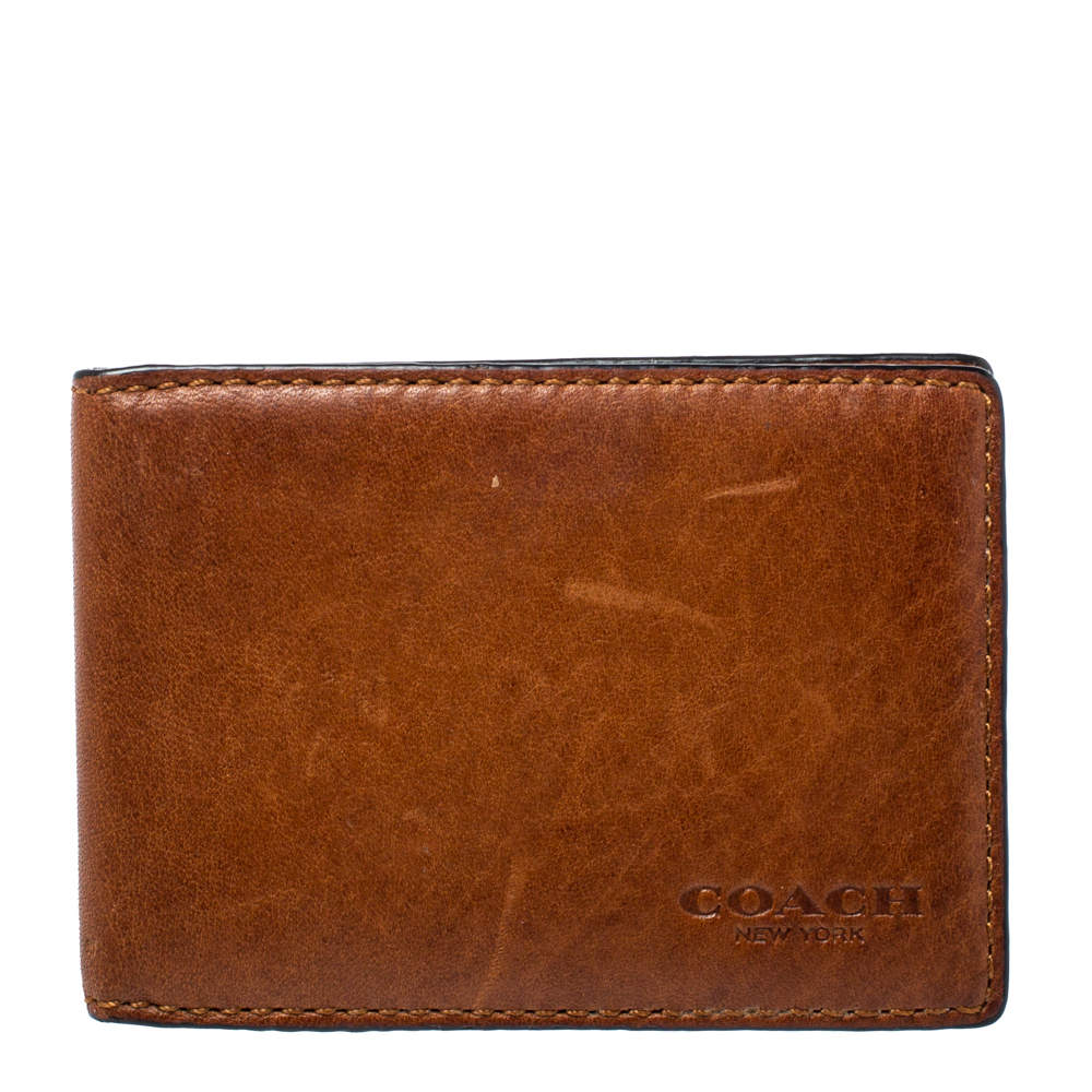 Coach Brown Leather Bifold Card Holder 
