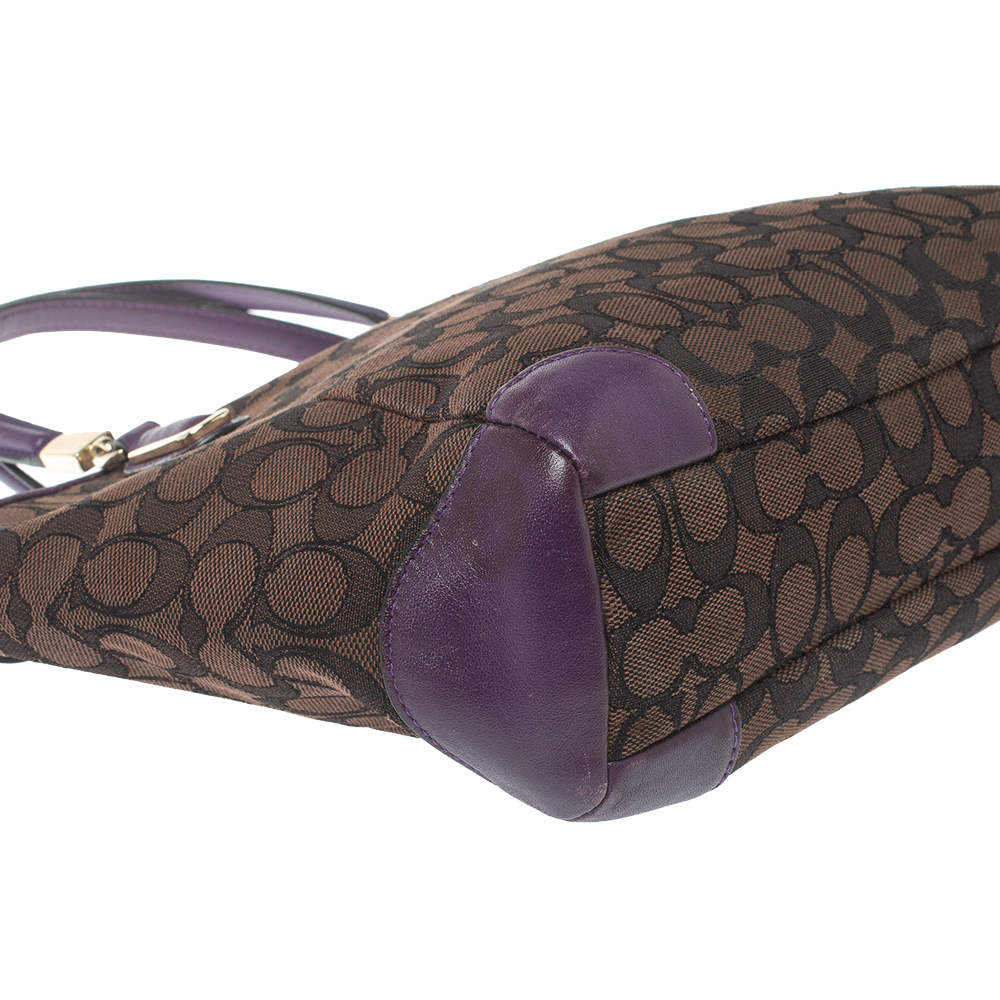 Coach Eva Holiday Patchwork Purple & Brown Bag Patent Trim Book Shoulder  Tote | eBay