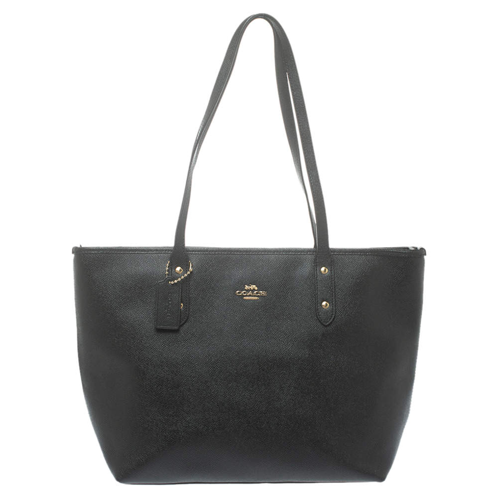 Coach Black Pebbled Leather Town Tote Coach | The Luxury Closet