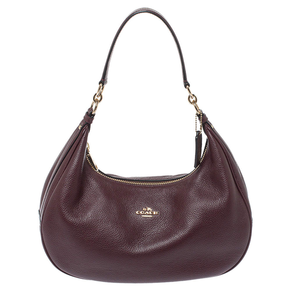 Pre Owned Coach Burgundy Leather Harley Hobo