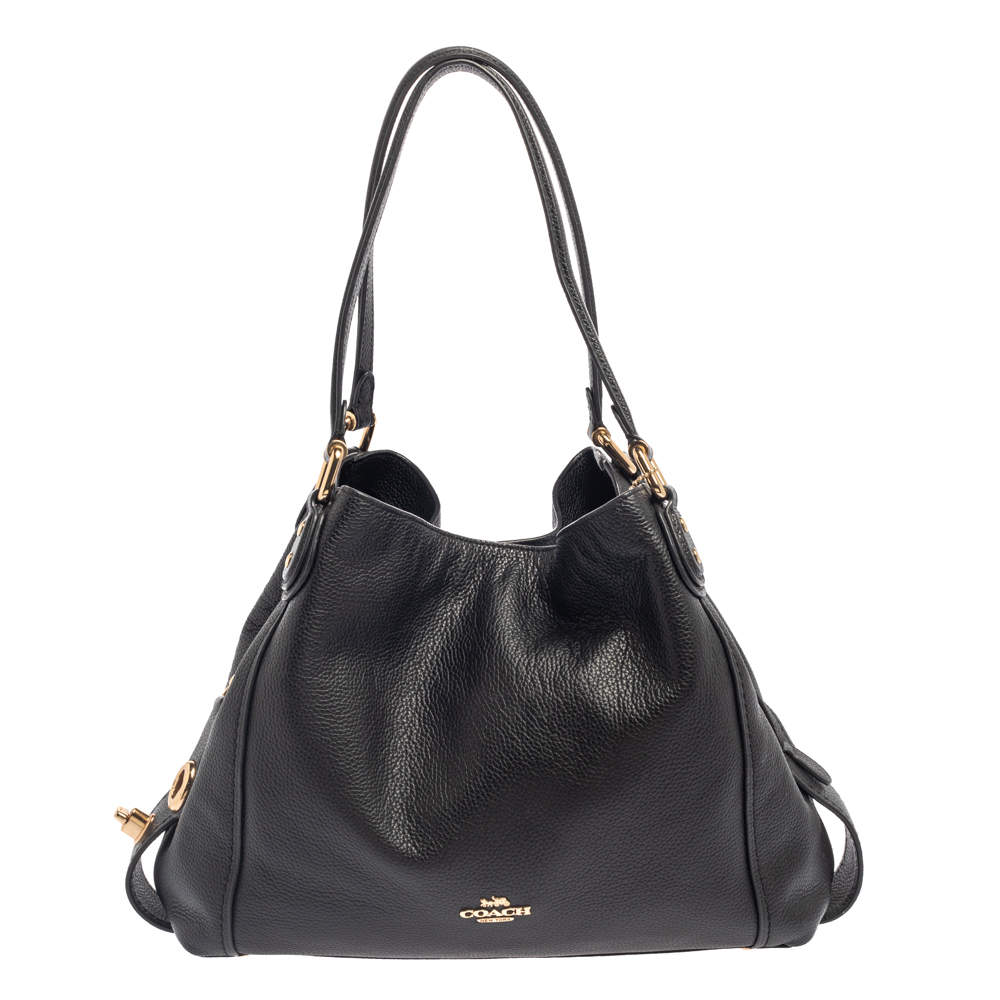 Coach Black Leather Edie 31 Shoulder Bag