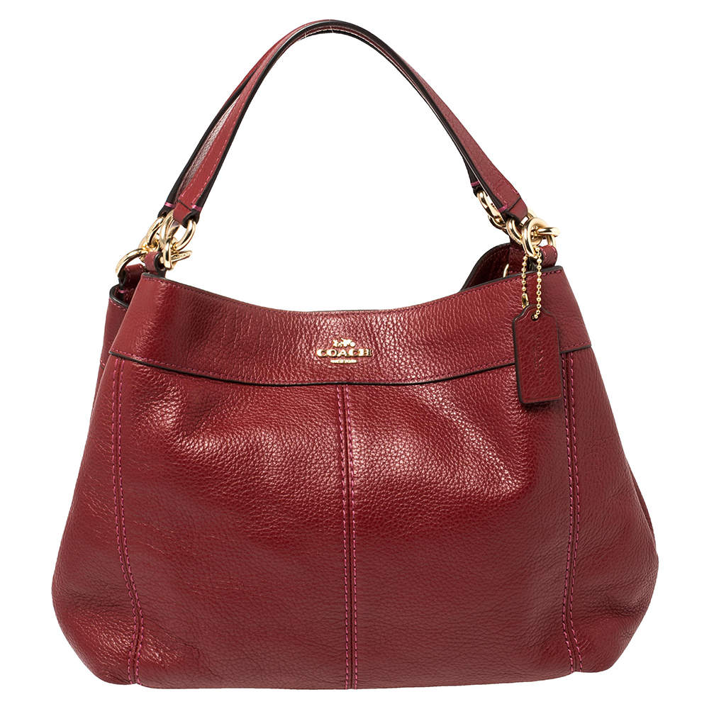 Pre Owned Coach Burnt Red Pebbled Leather Small Lexy Shoulder Bag