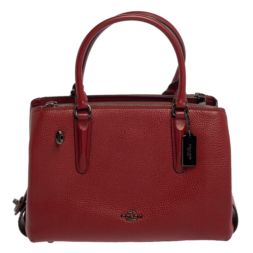 Coach Red Leather Brooklyn Carryall Satchel