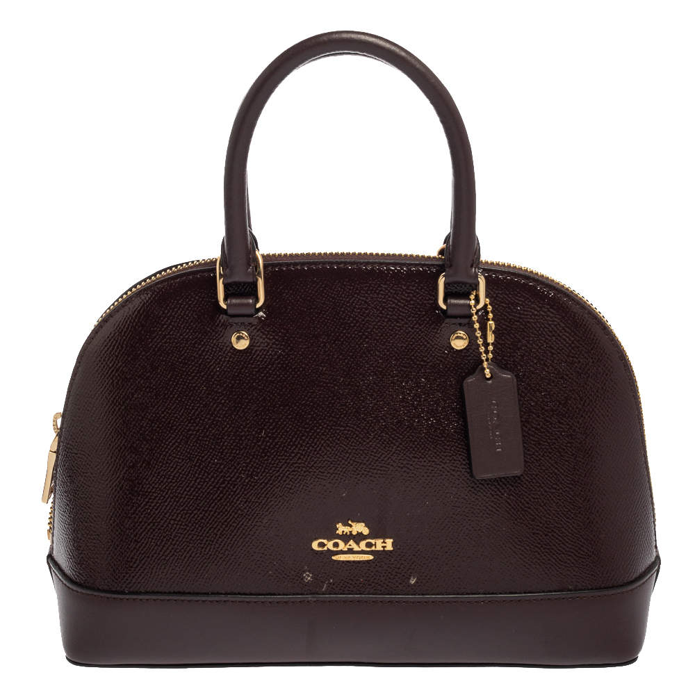 Pre Owned Coach Plum Patent and Leather Mini Sierra Satchel