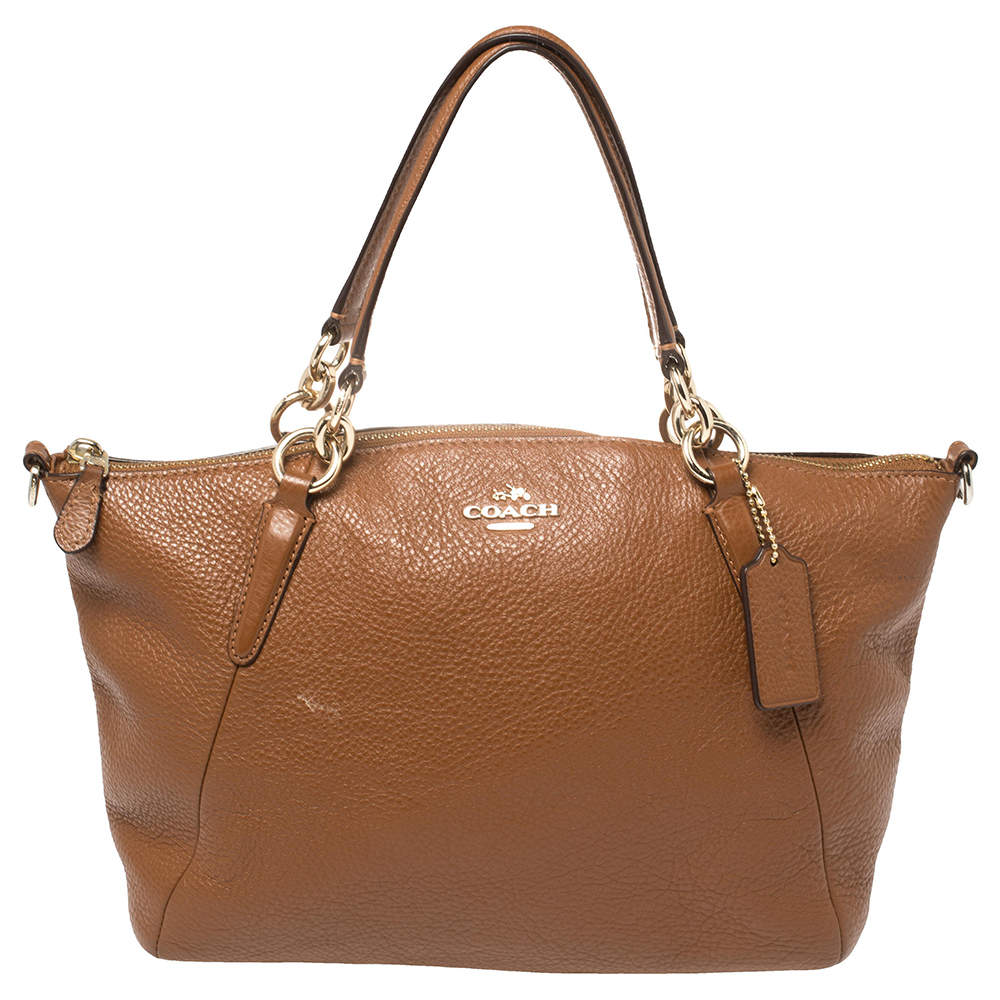 Pre Owned Coach Brown Grained Leather Kelsey Satchel