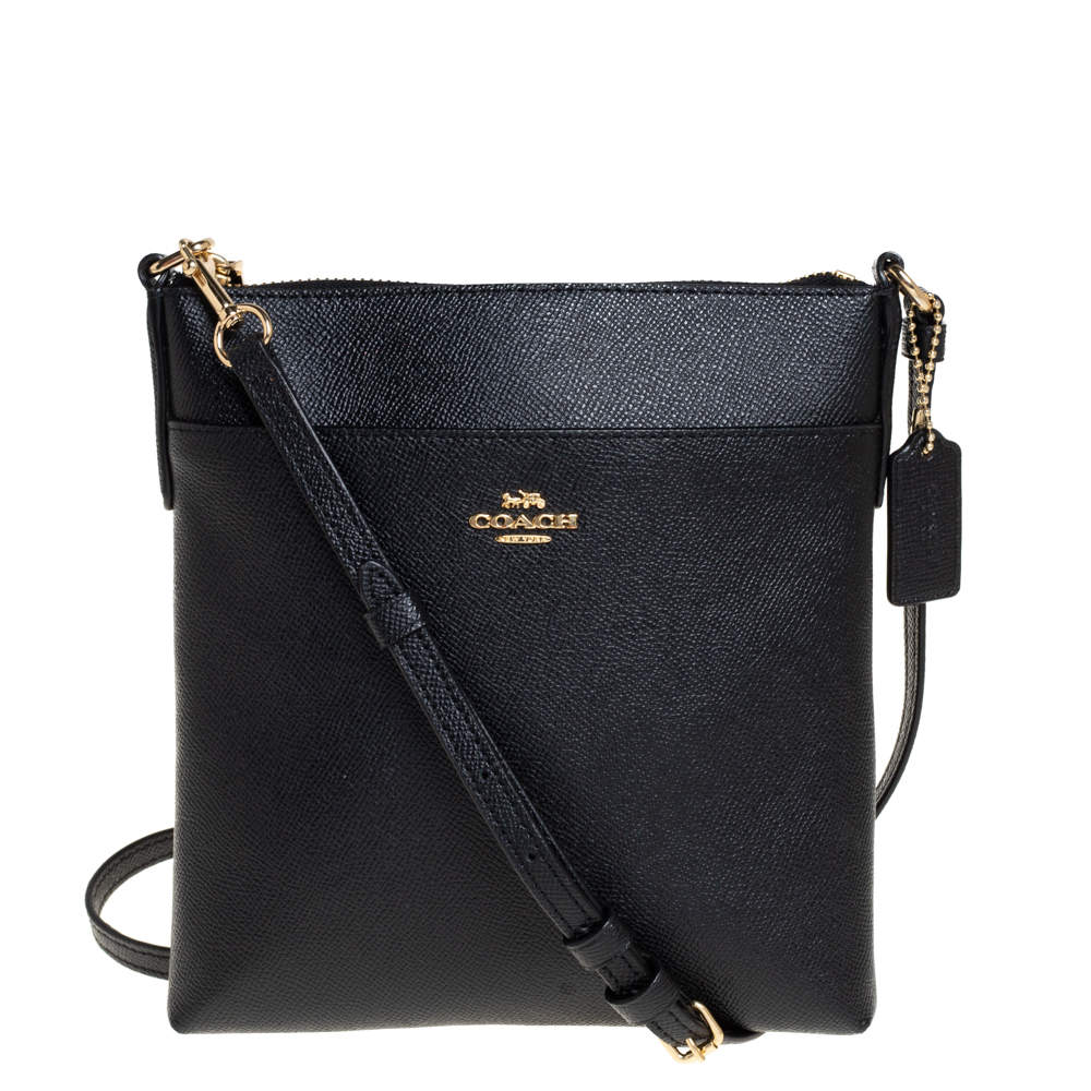 Pre Owned Coach Black Leather Messenger Bag