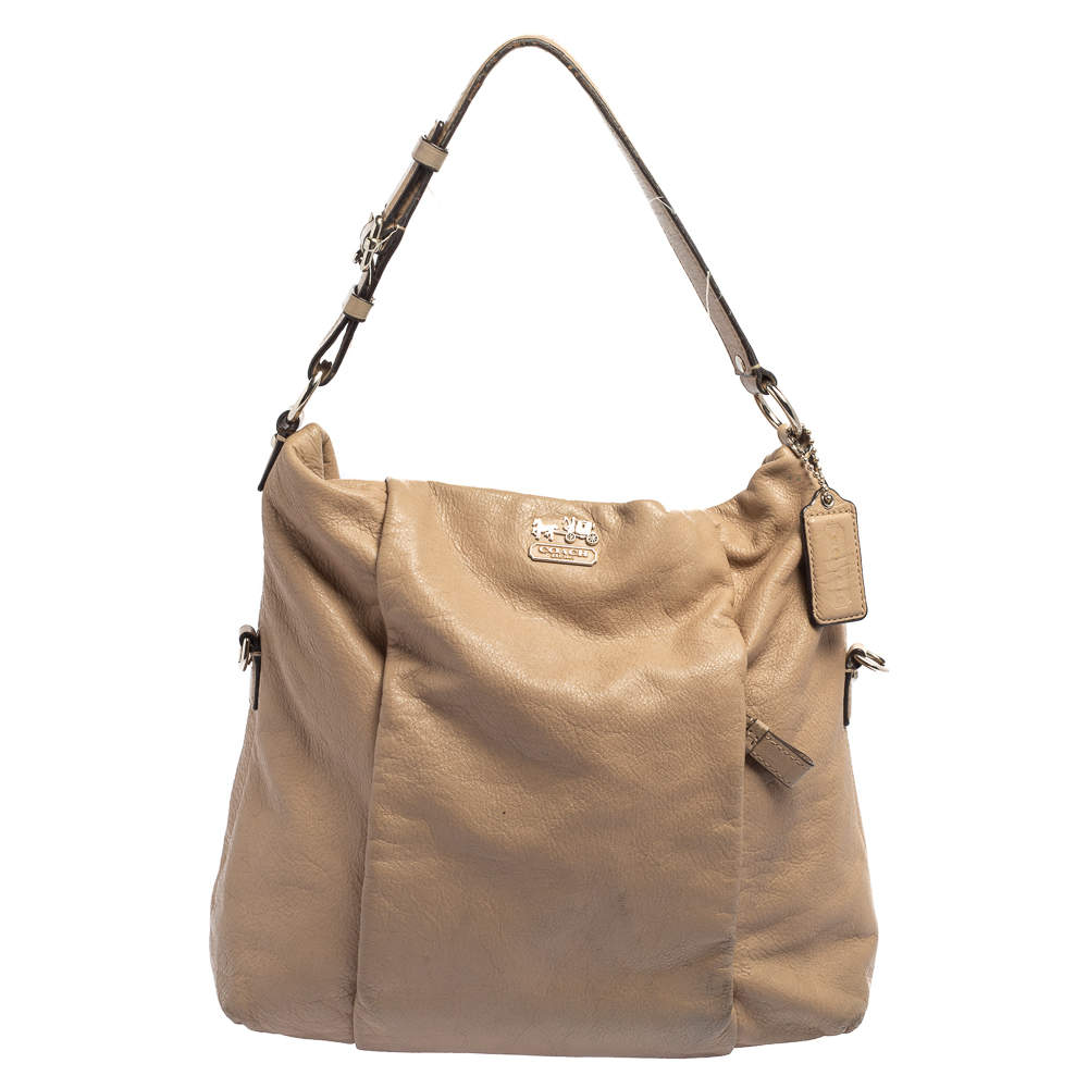 Pre Owned Coach Beige Leather Madison Isabelle Hobo
