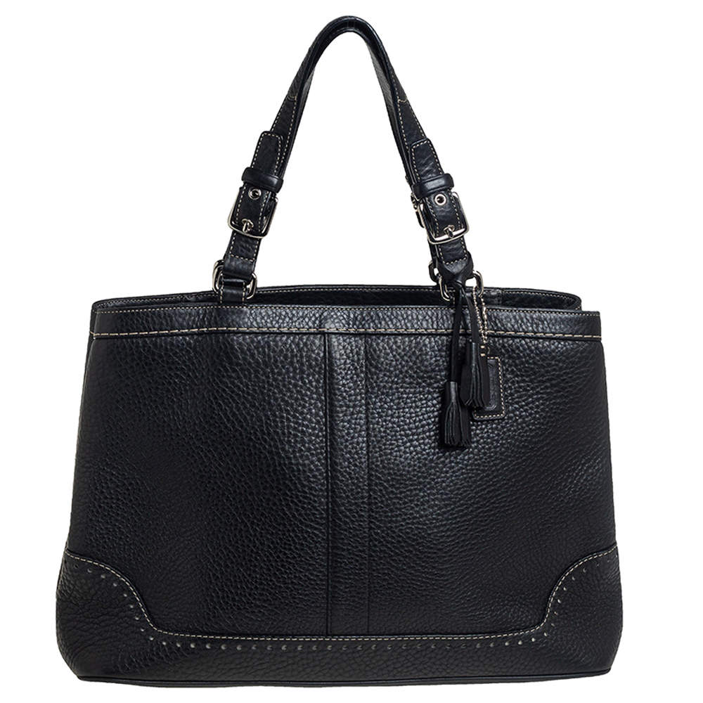مملوكة مسبقًا Coach Black Leather Hampton Tassel Tote